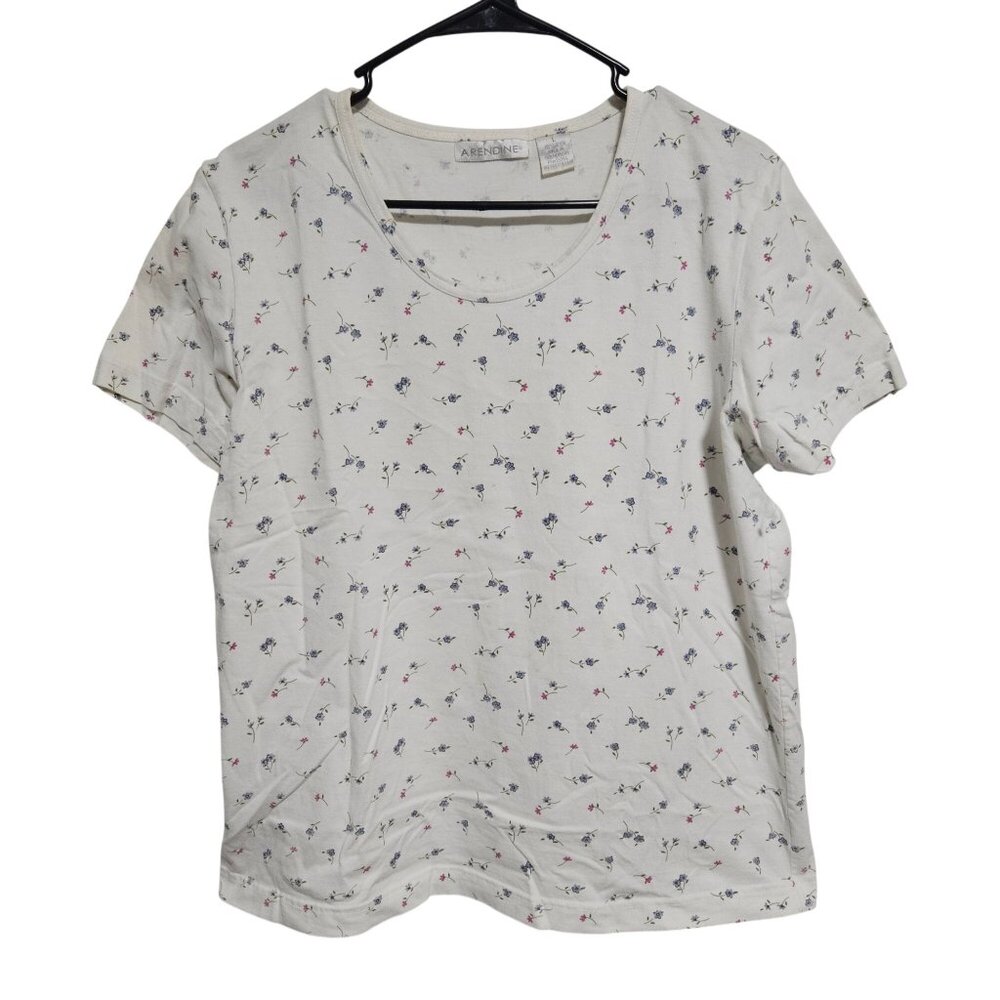 Vintage Arendine T-Shirt Size Large Soft Floral Print Short Sleeve Crewneck Tee